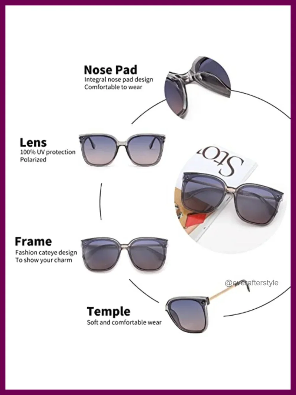 Oversized Retro Square Polarized Sunglasses for Women UV400 Protection